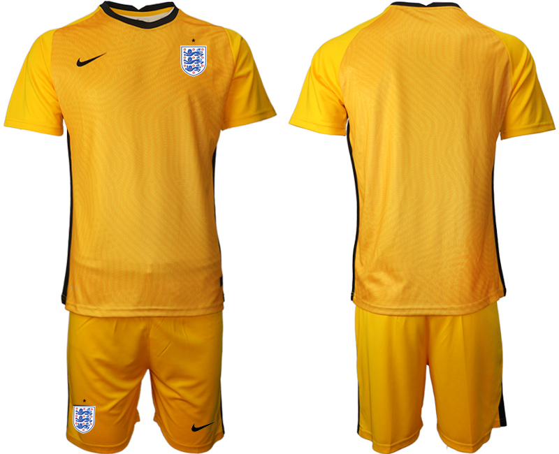 Men 2021 European Cup England yellow goalkeeper Soccer Jersey